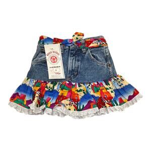Wranglers Kiddie Korral Western Wear Denim Skirt Upcycled Girls 6 NWT